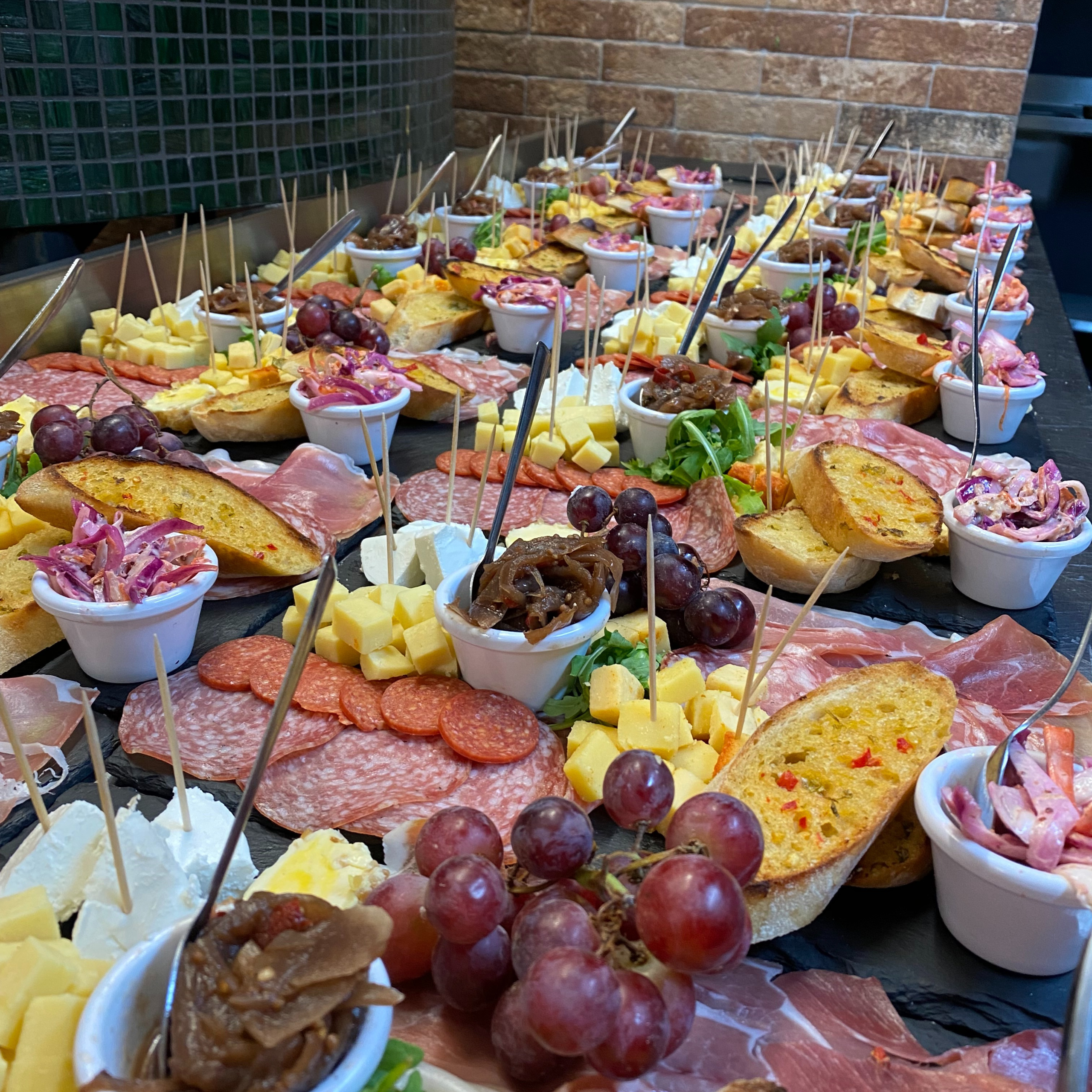 charcuterie board spread